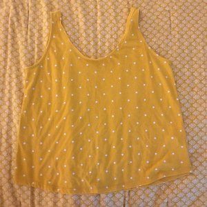 yellow and white polka dot tank